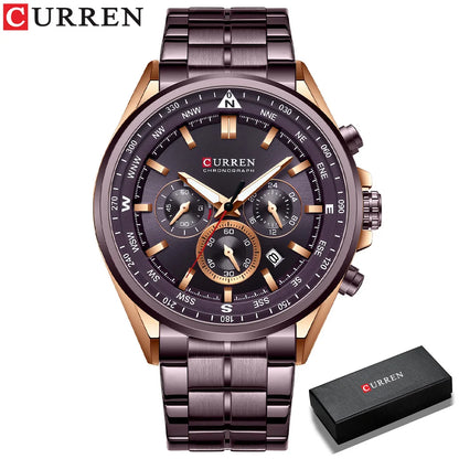 Orologio da uomo CURREN – Orologio di tendenza di un marchio prestigioso, modello di lusso, impermeabile, in acciaio, stile sportivo, cronografo al quarzo