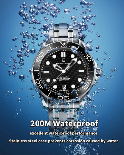 PAGANI DESIGN 2026 New V2 Waves 200M Taucheruhr für Herren, modische Luxus-Automatikuhr mit AR-Saphirglas, Herren-Armbanduhr