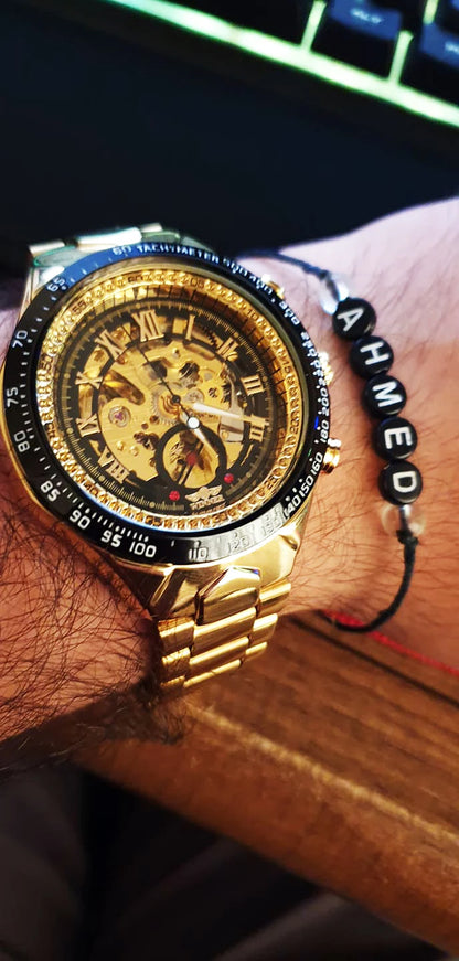 Orologio da uomo Winner – Design sportivo, lunetta lavorata, stile di tendenza, marchio di prestigio, orologio automatico con meccanismo a vista (scheletrato)