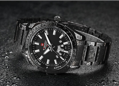 Orologio da uomo NAVIFORCE, interamente in acciaio, impermeabile, stile casual, movimento al quarzo con datario – Orologio da polso di lusso da uomo, di un marchio di primo piano.