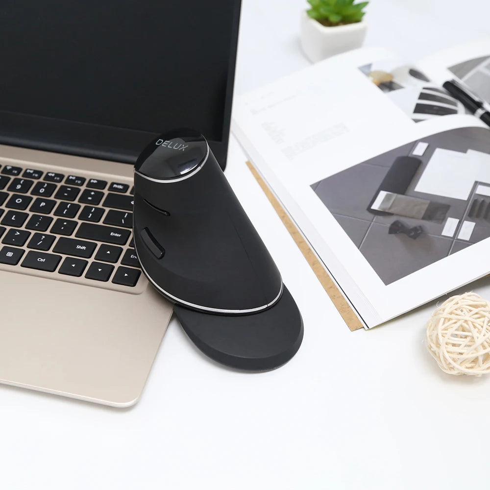 Delux M618 PLUS Vertical Mouse Gaming Wired Ergonomics Mice Wireless 6 Buttons 4000 DPI Optical Right Hand For PC Laptop