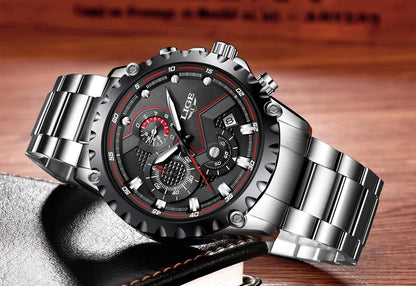 LIGE Herrenuhr – Trendige Quarzuhr, Luxusmarke, komplett aus Edelstahl, professioneller Stil, wasserdicht und sportlich – Lieferung inklusive Box