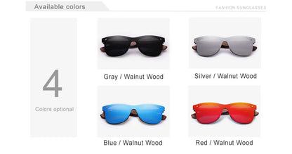KINGSEVEN Gafas de sol de lujo de madera de nogal, polarizadas, de diseño de marca, sin montura y con cristales espejados, cuadradas, para mujer y hombre