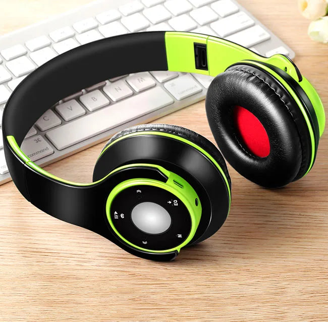 Casque audio sans fil Bluetooth pliable et coloré avec microphone et lecteur de carte TF pour enfants, femmes et hommes