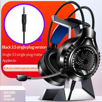 RGB Gaming Headset with Microphone 7.1 Surround HD Sound Stereo Dual 3.5mm USB  Wired Headphone For PS5 PC Laptop Phone