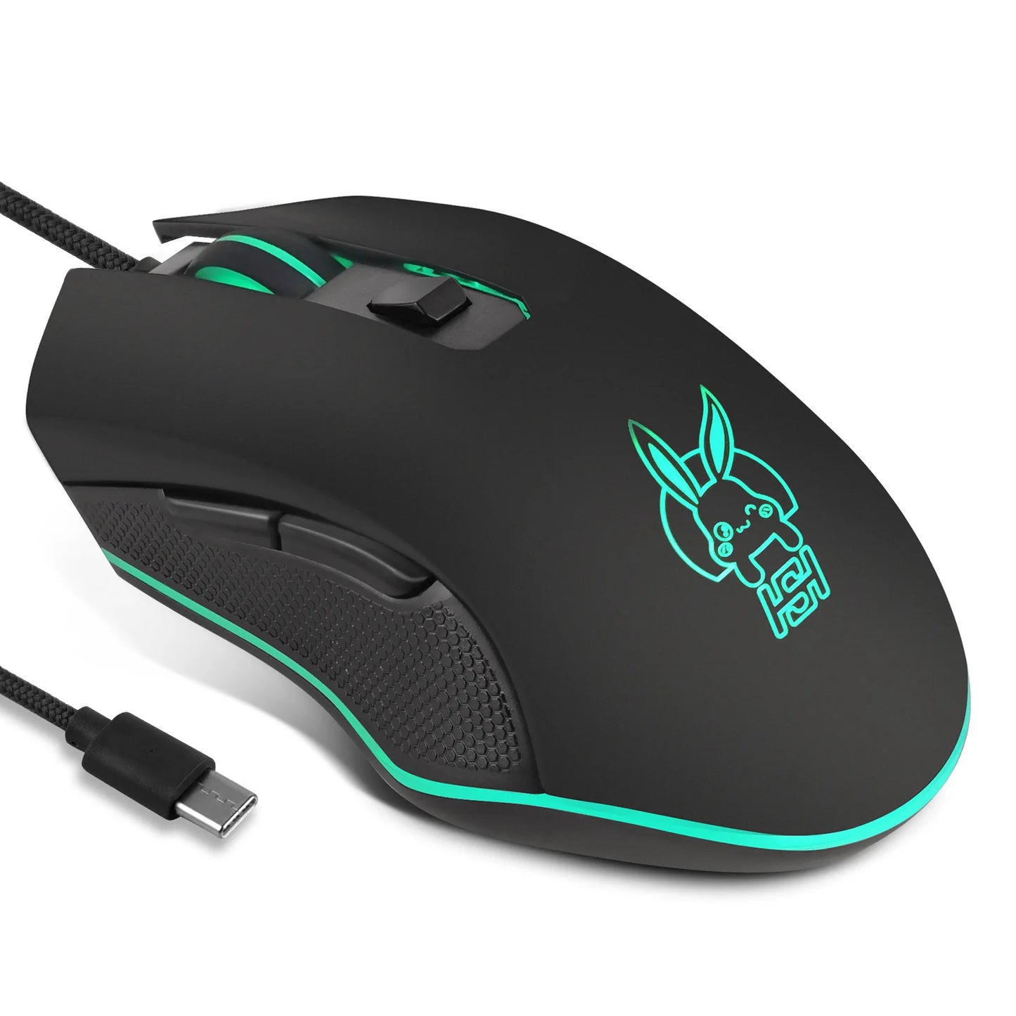 USB-C Wired Gaming Mouse with RGB Backlight, 2400 DPI Silent Computer Mouse for Type-C Laptop, Ergonomic USB-C Gaming Mouse for PC & Notebook