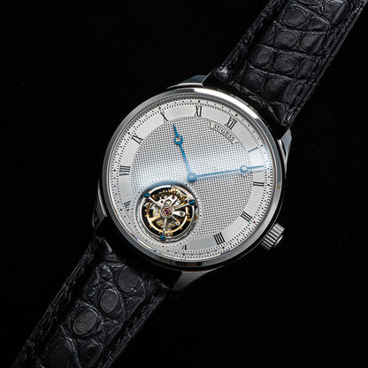 Montres pour homme Sugess Tourbillon ST8230 : montre-bracelet squelette vintage mécanique avec mouvement authentique de Tianjin, élégante, en cuir de crocodile