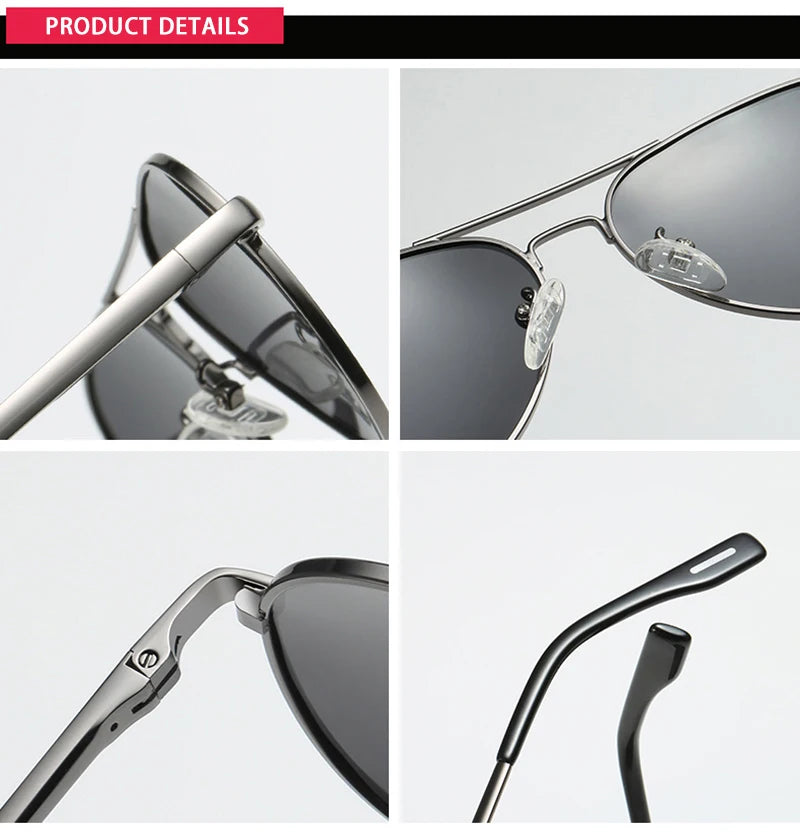 Classic Big Pilot Polarized Sunglasses Men Luxury Metal Black Aviation Sun Glasses Male Fashion Driving Vacation Shades UV400
