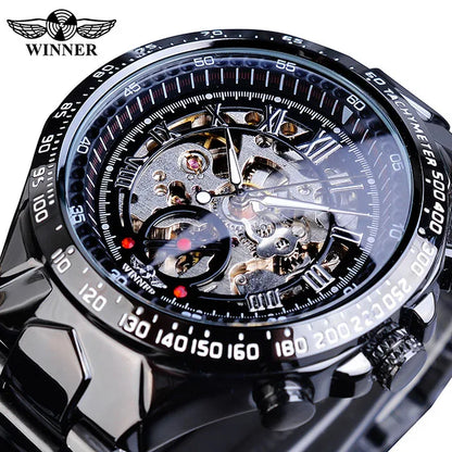 Orologio da uomo Winner – Design sportivo, lunetta lavorata, stile di tendenza, marchio di prestigio, orologio automatico con meccanismo a vista (scheletrato)