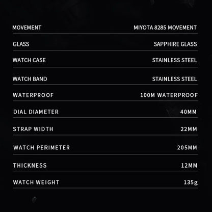 NEW 2025 CADISEN Men's Mechanical Watches Luxury Meteorite Dial Automatic Watch For Men Week 100M Japan MIYOTA 8285 Clock Man