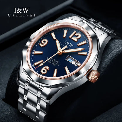 Reloj CARNIVAL Mens Tungsten Mechanical Watch Brand Luxury NH36 Automatic Movement Wristwatches for Men Waterproof Montre Homme