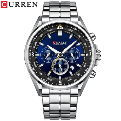 Orologio da uomo CURREN – Orologio di tendenza di un marchio prestigioso, modello di lusso, impermeabile, in acciaio, stile sportivo, cronografo al quarzo