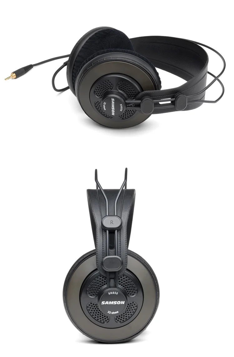 Original Samson SR850 monitoring HIFI headset Semi-Open-Back Headphones for Studio, with leather earcup,without retail box