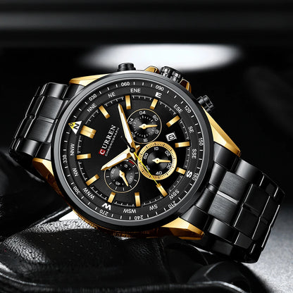 Orologio da uomo CURREN – Orologio di tendenza di un marchio prestigioso, modello di lusso, impermeabile, in acciaio, stile sportivo, cronografo al quarzo