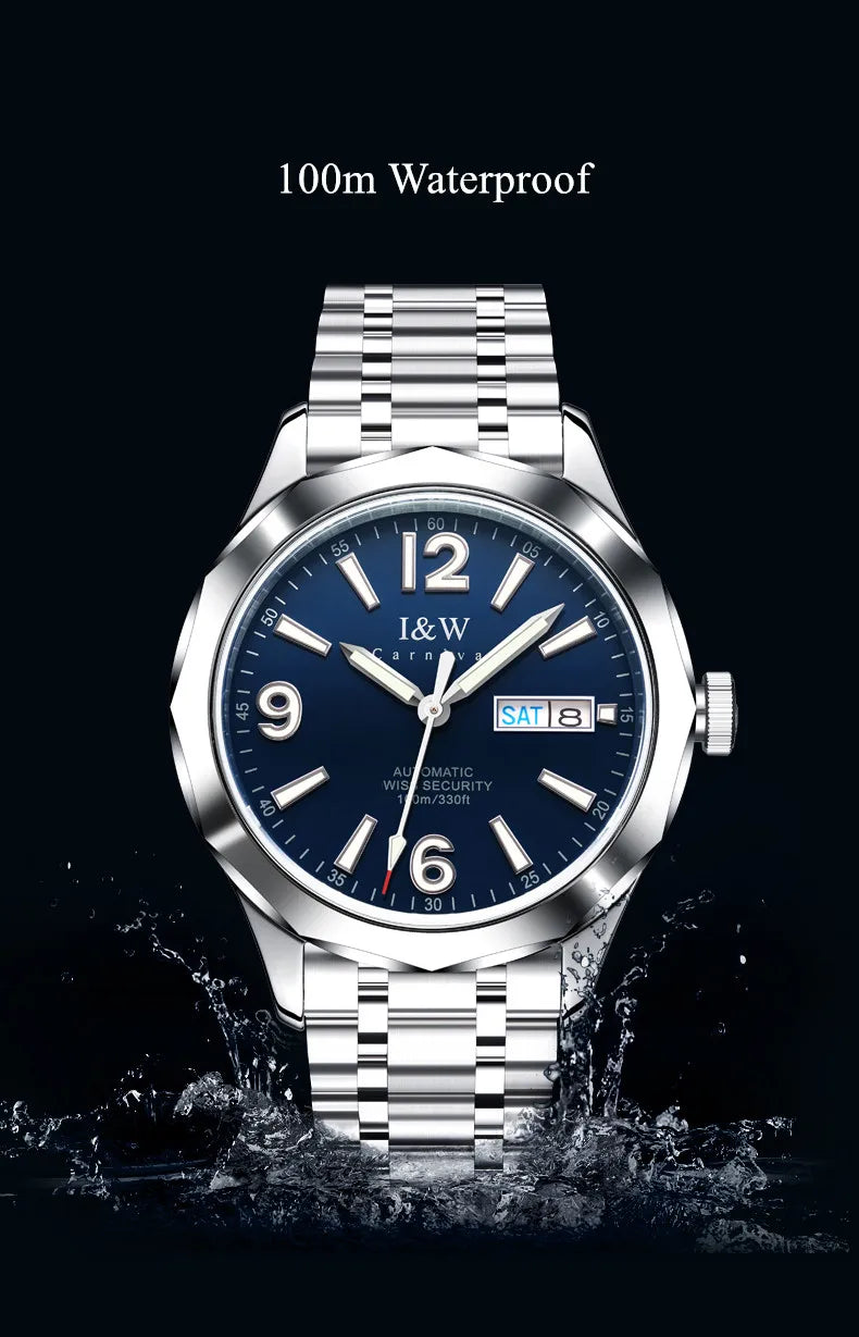 Reloj CARNIVAL Mens Tungsten Mechanical Watch Brand Luxury NH36 Automatic Movement Wristwatches for Men Waterproof Montre Homme