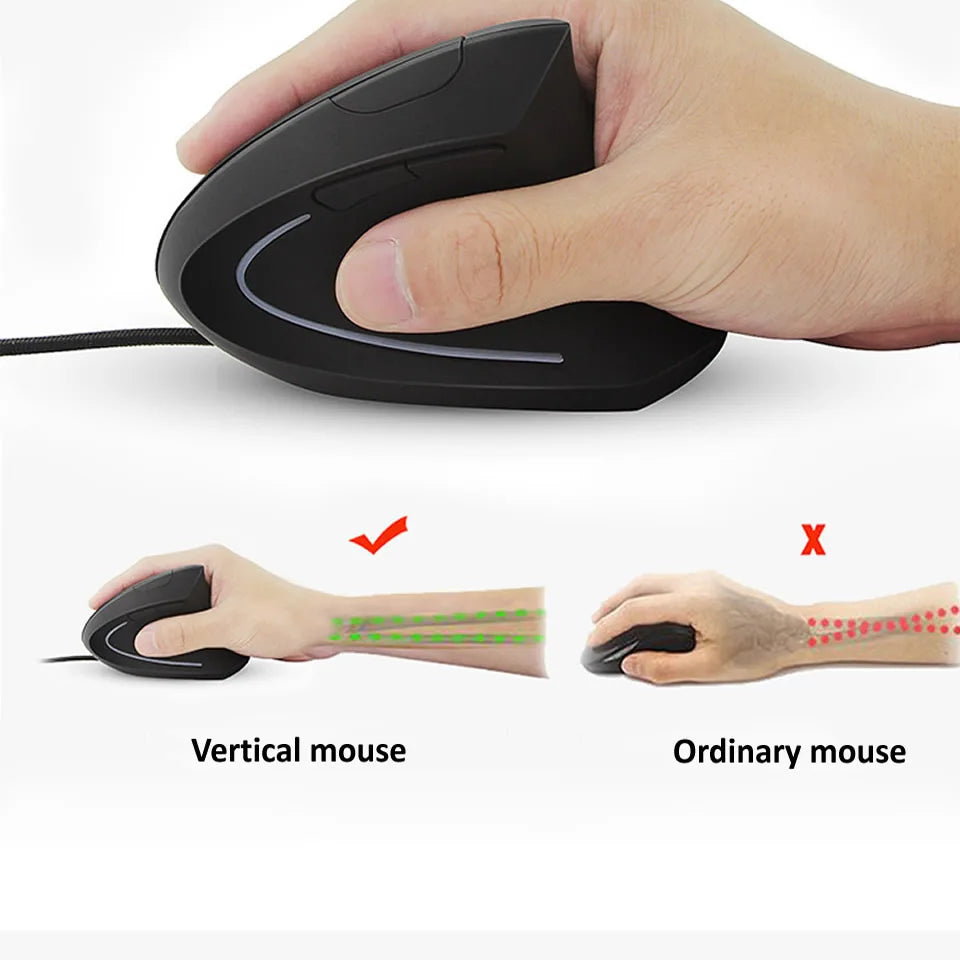 Wired Right Hand Vertical RGB Mouse Ergonomic Gaming Mouse 800 1200 1600 3200DPI USB Optical Wrist Healthy Mause for PC Computer