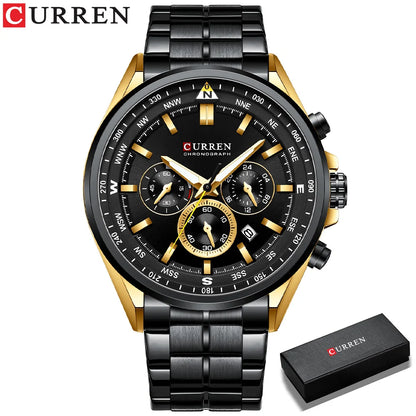 Orologio da uomo CURREN – Orologio di tendenza di un marchio prestigioso, modello di lusso, impermeabile, in acciaio, stile sportivo, cronografo al quarzo