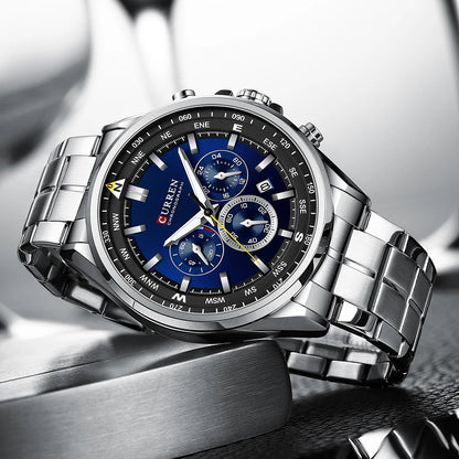 Orologio da uomo CURREN – Orologio di tendenza di un marchio prestigioso, modello di lusso, impermeabile, in acciaio, stile sportivo, cronografo al quarzo