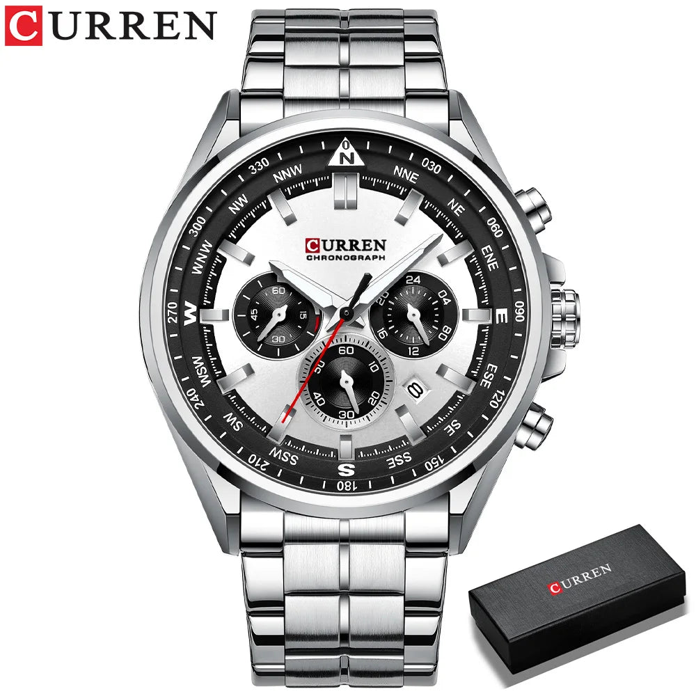 Orologio da uomo CURREN – Orologio di tendenza di un marchio prestigioso, modello di lusso, impermeabile, in acciaio, stile sportivo, cronografo al quarzo