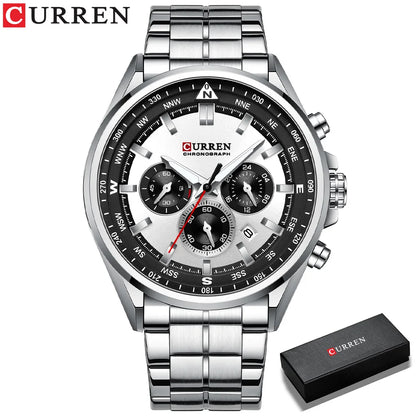 Orologio da uomo CURREN – Orologio di tendenza di un marchio prestigioso, modello di lusso, impermeabile, in acciaio, stile sportivo, cronografo al quarzo