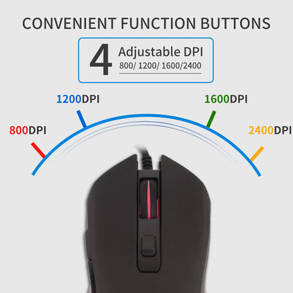 USB-C Wired Gaming Mouse with RGB Backlight, 2400 DPI Silent Computer Mouse for Type-C Laptop, Ergonomic USB-C Gaming Mouse for PC & Notebook