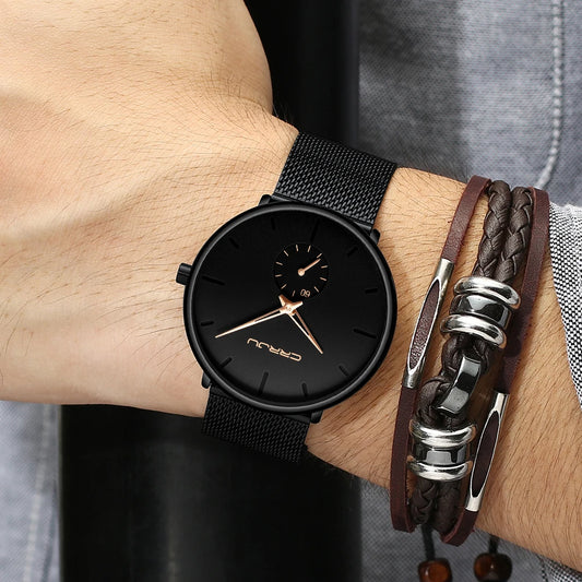 Herrenuhr CRRJU – Luxuriöse Quarzuhr im lässigen, schlanken Stil mit Edelstahlarmband, wasserdicht und sportlich.
