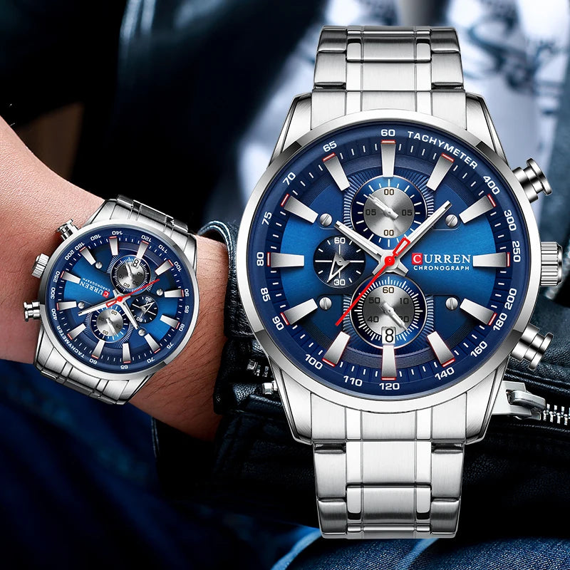 Orologio da uomo CURREN – Orologio al quarzo, impermeabile, stile professionale, cronografo, orologio da polso di lusso di un marchio prestigioso