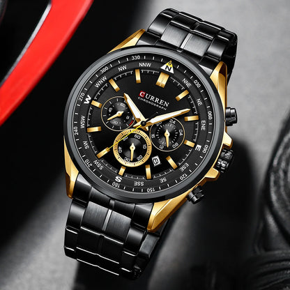 Orologio da uomo CURREN – Orologio di tendenza di un marchio prestigioso, modello di lusso, impermeabile, in acciaio, stile sportivo, cronografo al quarzo