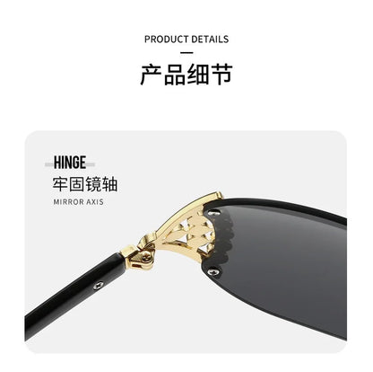 Luxuriöse Y2K-Sonnenbrille für Damen ohne Rahmen mit Strassbuchstaben – Designer-Sonnenbrille für den Außenbereich, UV400-Schutz
