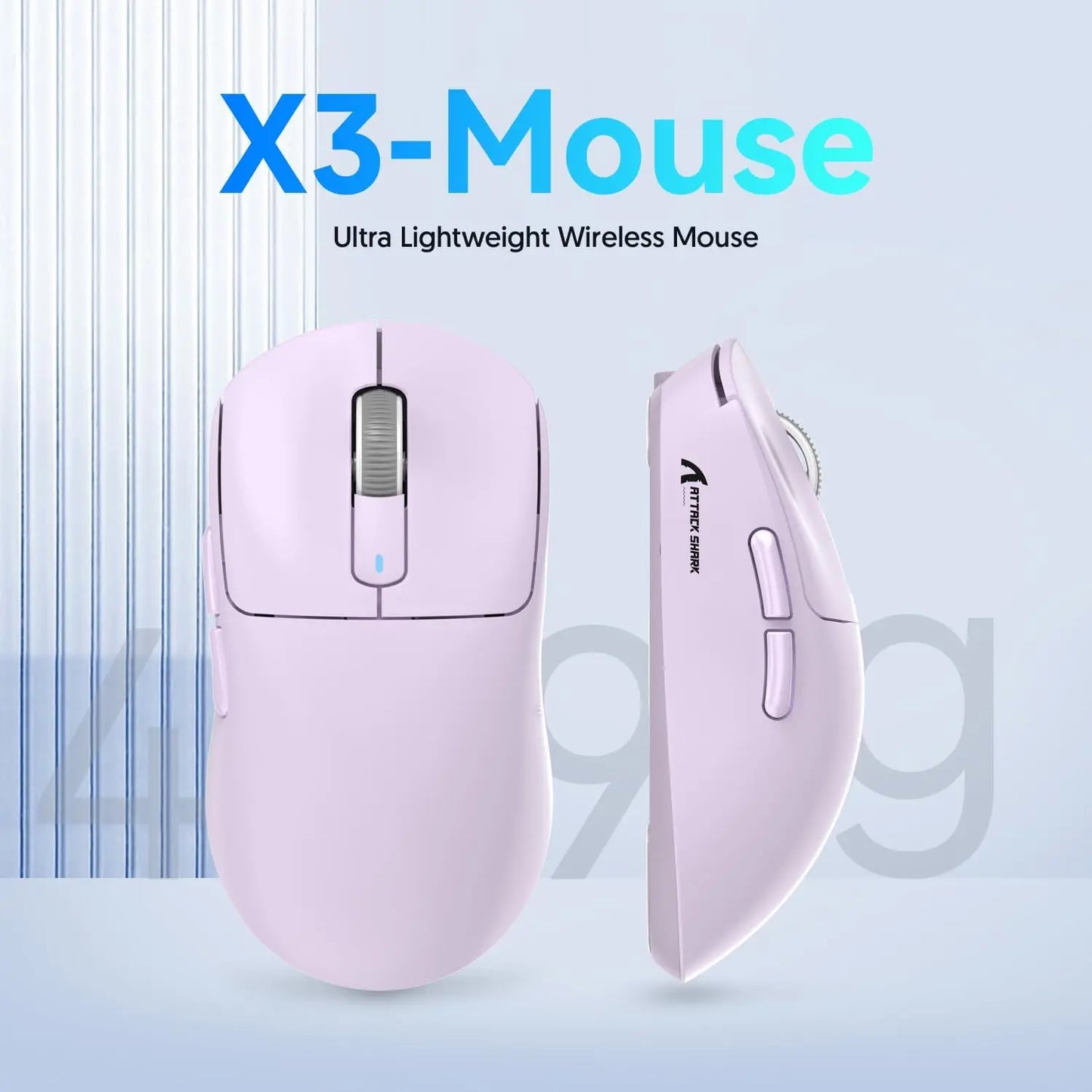 Attack Shark X3/X3PRO 4K/8K Tri-mode Gaming Mouse, PixArt PAW3395 Sensor, 26K DPI, 49g Ultralight,BT/2.4G Wireless/Wired,for PC
