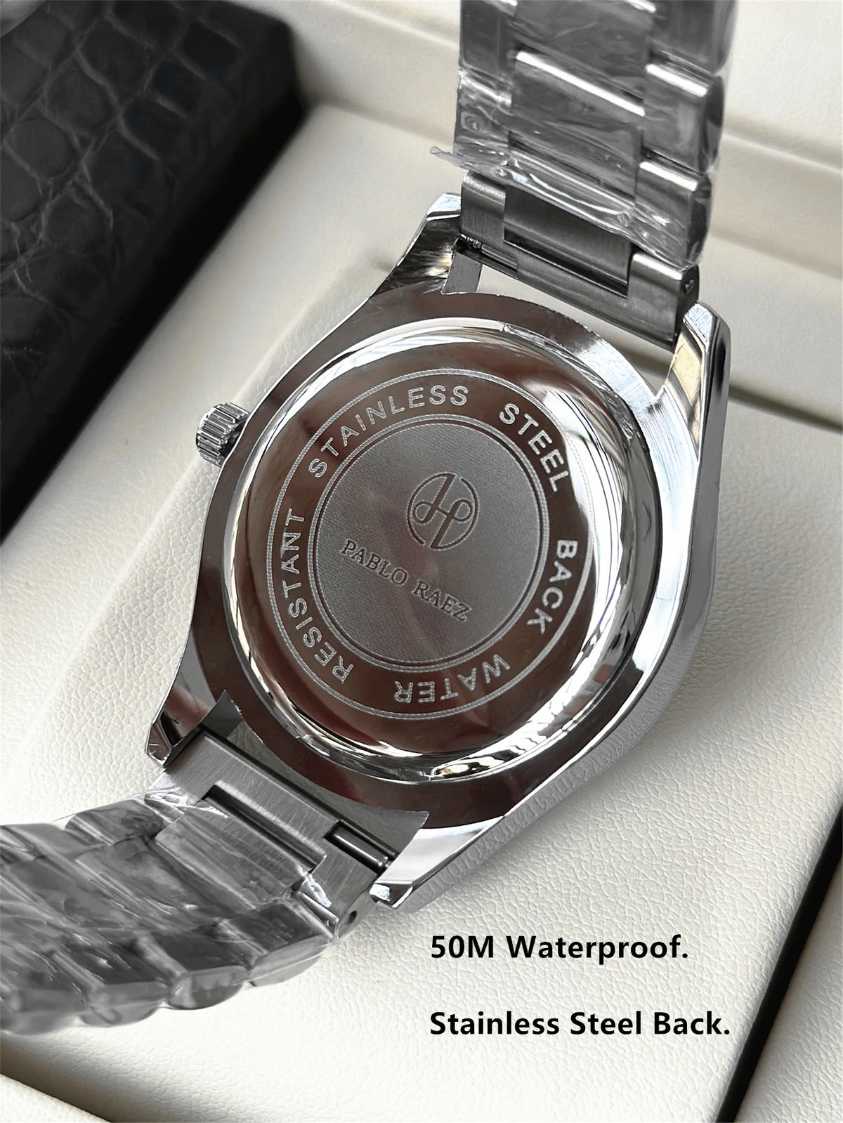 PABLO RAEZ Photos réelles Montres de luxe pour homme Étanche Montre avec date luminescente Acier inoxydable Quartz tendance pour homme