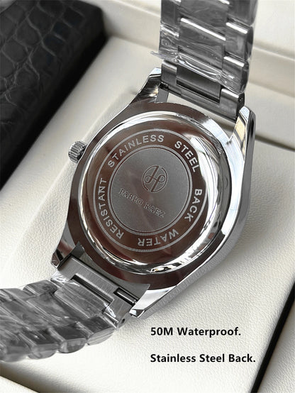 PABLO RAEZ Photos réelles Montres de luxe pour homme Étanche Montre avec date luminescente Acier inoxydable Quartz tendance pour homme