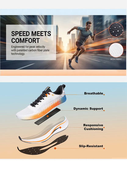 Baasploa Herren-Joggingsportschuhe mit Carbonplatte, professioneller Dämpfung, atmungsaktive rutschfeste Outdoor-Laufsneaker