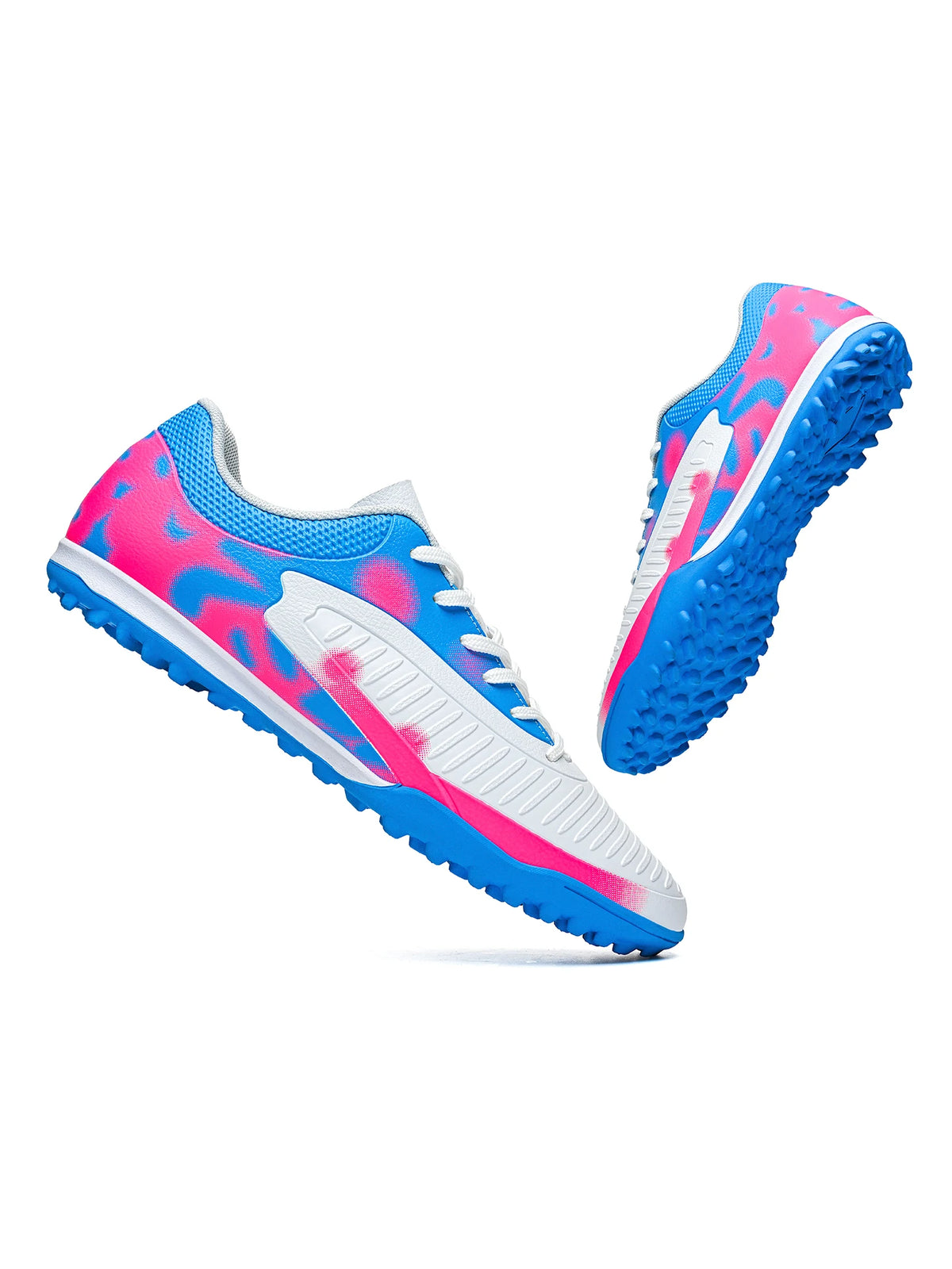 Chaussures de football pour hommes TF Turf, dessus en PU respirant, semelle extérieure en caoutchouc antidérapante, chaussures légères pour l'entraînement sur gazon artificiel.