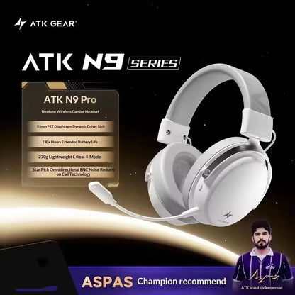 ATK Neptune N9 eSports Gaming Wireless Headset Four Modes Head Mounted Noise Cancelling Microphone Low Latency Gaming Headphones