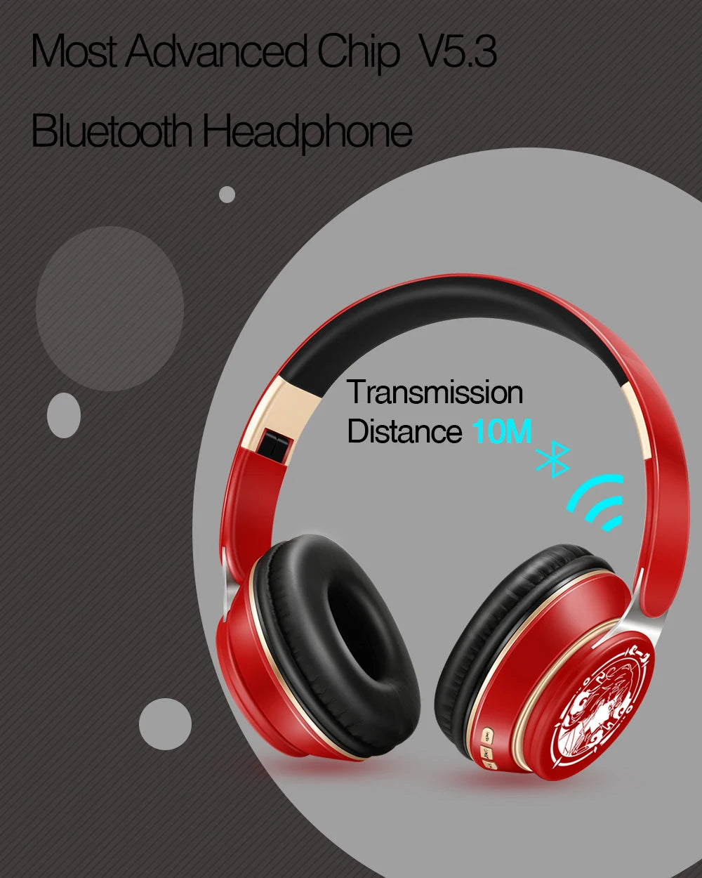 New Popular Bluetooth Headphones Stereo Headset Wireless Original Earphones Cosplay Game with MP3 FM & Microphone Students Gift