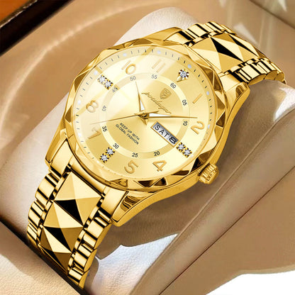 Orologio da uomo POEDAGAR Fashion Luxury, impermeabile, luminescente, al quarzo, cinturino in acciaio inossidabile, data e giorno della settimana, stile casual.