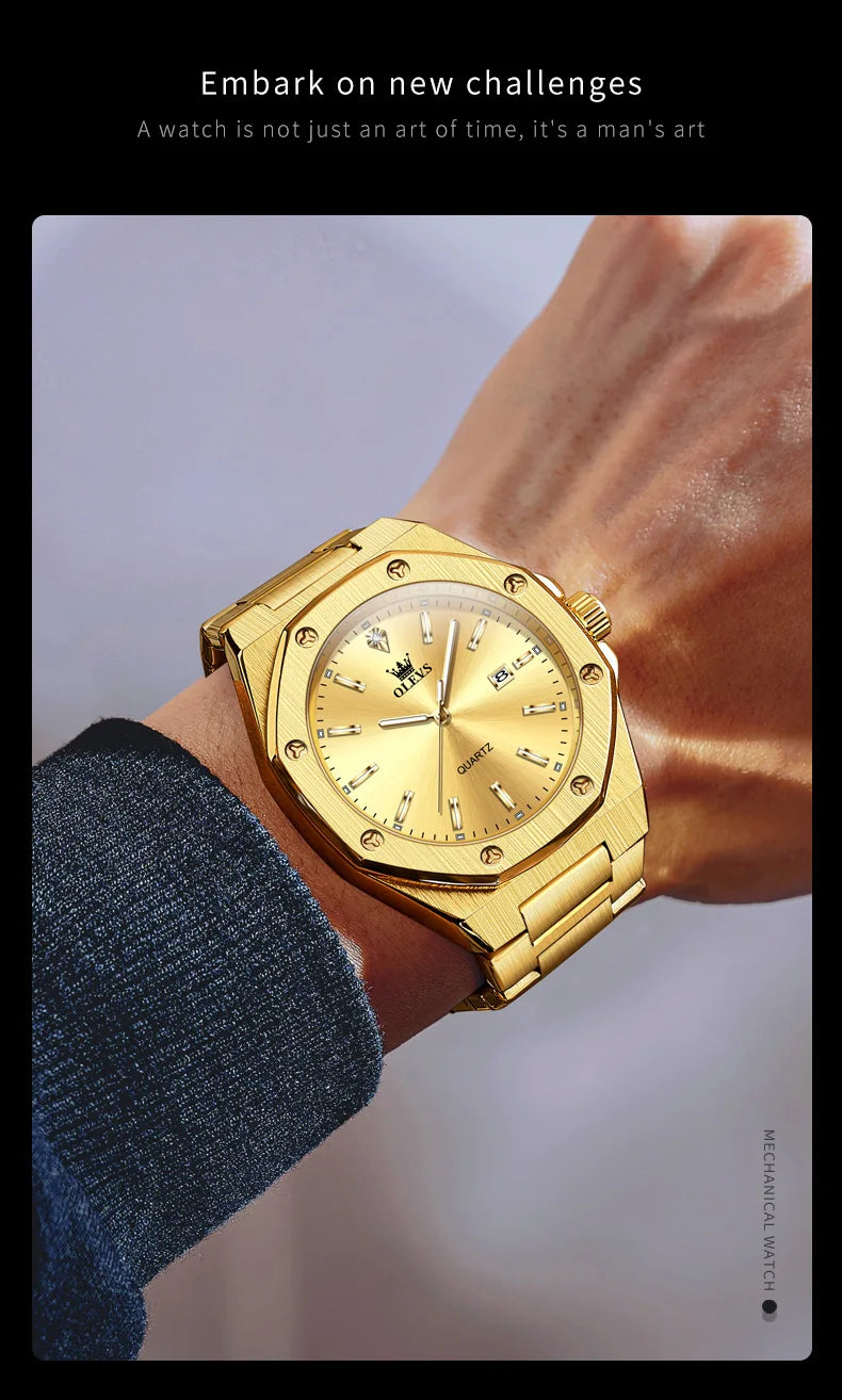 Montres OLEVS pour homme : montre de luxe classique à quartz, argentée et bleue, étanche, en acier inoxydable, luminescente, Reloj Hombre