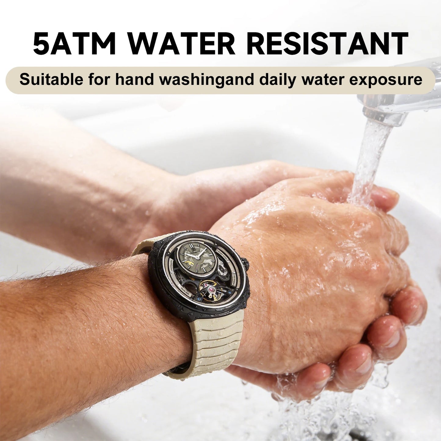 DANIEL GORMAN High Quality Men's Automatic Watch with Stylish Sports Silicone Strap 5 ATM Waterproof Mechanical Watches DG8127