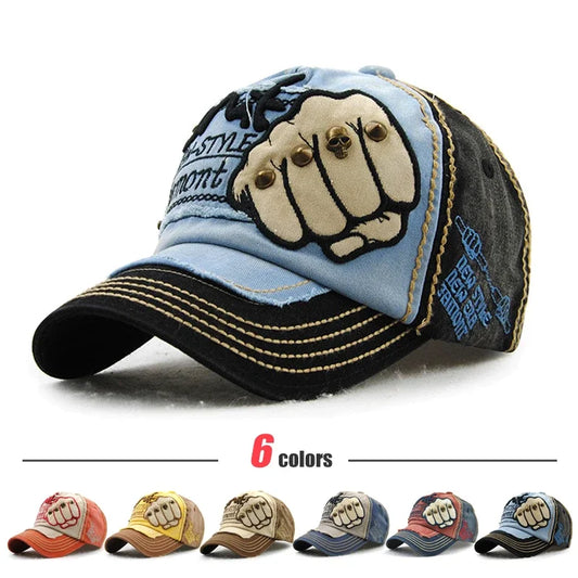 Fashion Baseball Cap Sports Outdoors Casual Cap Sun Hat Gorras Hip Hop Caps One Size Adjustable Unisex Fist Rivet Patch