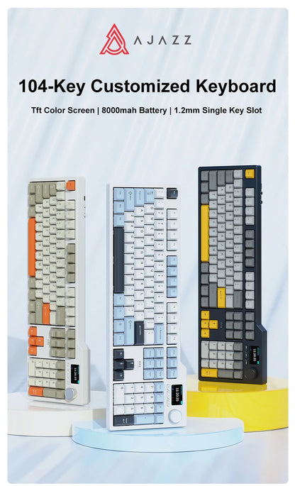 New AJAZZ AK35I V3 MAX Tri-mode Wired Bluetooth Wireless Gaming Keyboard Gasket Full Key Hot Swap 104 Keys Customized Keyboard