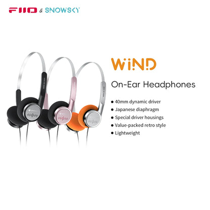 Snowsky/FiiO Wind 3.5mm ON-Ear Headphones for Recording Gaming with Microphone, 40mm Diaphragms driver,HiFi Sound
