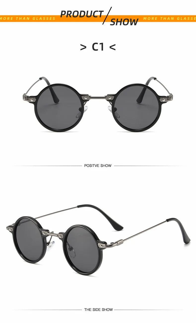 Runde Sonnenbrillen für Männer und Frauen, Retro-Steampunk-Sonnenbrillen, Herren- und Damenbrillen, Marken-Designerbrillen, Metallrahmen, Sonnenbrillen, Oculos De Sol
