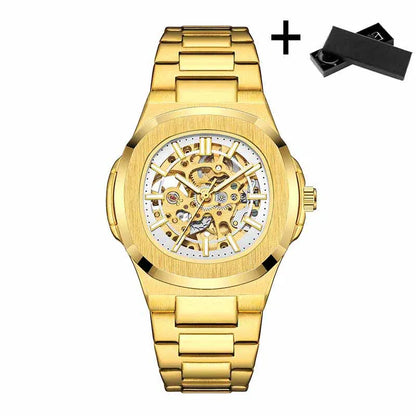 Montres-bracelets mécaniques pour homme à cadran ajouré, design squelette, montre de luxe entièrement automatique pour homme, relogio