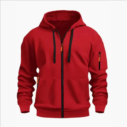 Men's Sweatshirts with Zipper Pockets Thin Solid Color Half Tracksuit Casual Outdoor Hooded Tracksuit Long Sleeve Jacket Coats