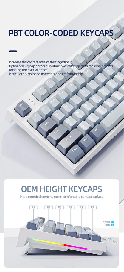 ATTACK SHARK K86 Mechanical Keyboard with Metal Knob, TFT Smart Color Screen, 87-key Layout, RGB Lighting, and Three-mode Connection