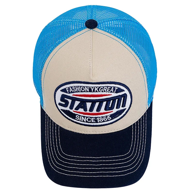 Unisex Baseball Cap Classic STATION Letter Pattern Mesh Cap Men And Women Breathable Streetwear Summer Trucker Hat