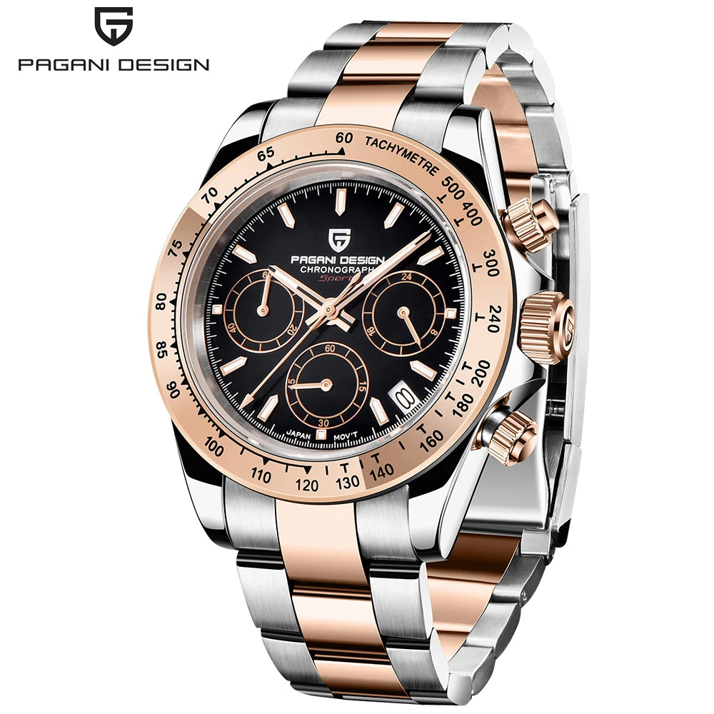 Orologio cronografo da uomo PAGANI DESIGN – Orologio da polso al quarzo di lusso, luminescente e impermeabile.