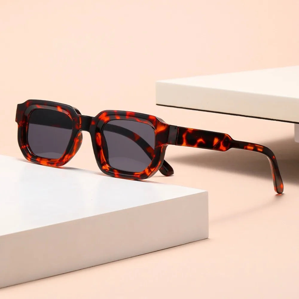 UV Protection Small Frame Square Sunglasses Punk Square Women Sun Glasses Leopard Print UV400 Retro Eyewear Photography