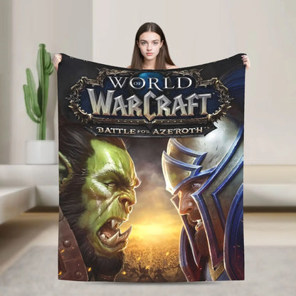 WOW World of Warcraft Arthas Retro Game Flannel Blanket Super Warm Throw Blanket for Bedroom Camping Bedspread Sofa Bed Cover